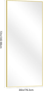 30x72inch Bathroom Mirror, Gold Rectangle Mirror with Thin Metal Frame, Large Rectangular Wall Mirrors for Bathroom, Living Roomm, Hair Salon, Big Farmehouse Mirror Hang Horizontal/Vertical