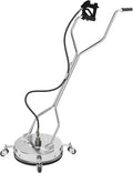 16.5" Pressure Washer Surface Cleaner with 304 Industrial-grade Stainless Steel Housing, Dual Handle, Driveway Pressure Washer Attachment, 2 Replacement Nozzles, for Concrete, Sidewalk, Deck, 4500 PSI