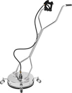 16.5" Pressure Washer Surface Cleaner with 304 Industrial-grade Stainless Steel Housing, Dual Handle, Driveway Pressure Washer Attachment, 2 Replacement Nozzles, for Concrete, Sidewalk, Deck, 4500 PSI