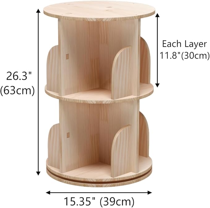 Bookshelf for Kids, 2 Tier 360° Rotating Shelves Bookshelf Organizer, Standing Bookcase Storage Rack, Bookshelves for Preschoolers' Classrooms,Daycare,Bedrooms,Nursery,Playrooms