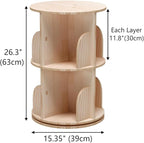 Bookshelf for Kids, 2 Tier 360° Rotating Shelves Bookshelf Organizer, Standing Bookcase Storage Rack, Bookshelves for Preschoolers' Classrooms,Daycare,Bedrooms,Nursery,Playrooms