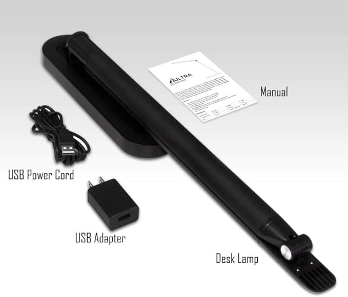 AULTRA LED DESK LAMP LIGHT - Touch Control Desk Lamp with Multiple Brightness Level - Lights for Bedroom, The Office Desk, Reading Lamps, Bedside Table and Standing Desk (Black)