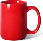 16 OZ Coffee Mug, Classic Blank Ceramic Cup with Large Handle for Tea Latte Cappuccino, Red