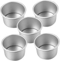 SECFOU 5-Piece Removable Bottom Round Cake Pan Set 2-Inch Aluminum Alloy Molds for Baking Non-Stick Metal Cake Pans for Cheese and Dessert for Home Bakers