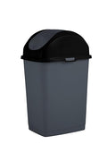 Superio Mini Plastic Trash Can with Swing Top Lid 1.25 Gallon Compact Small Waste Bin Portable Garbage Can for Countertop, Desktop, Make up Vanity, Bathroom, Car, Under Sink, Dorm,(Grey)