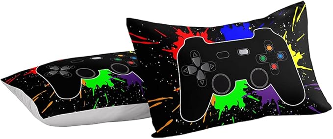 Gaming Comforter for Boys Teen,Game Contoller Bedding Set for Boys Kids,Down Alternative Comforter for All Season,Gamer Home Decor for Boys Comforter Set (Comforter-Game27, Queen)
