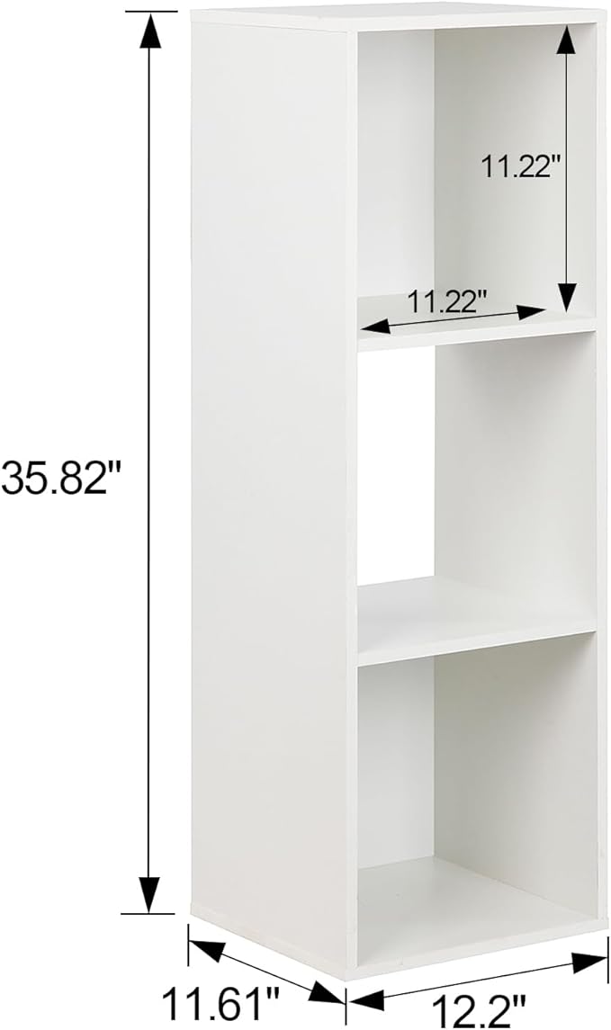 PACHIRA E-Commerce Wooden Storage Cubes Bookcase, Unit Shelf, Closet Cabinet, Organizer Rack in Living Room, Bedroom, Study, 3 Cube, White