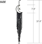 MOONFLY Black Moon Dream Catcher with Handmade Woven Cotton Dream Catchers Boho Macrame Wall Hanging Home Decoration Ornament Craft Gift (Black Moon)