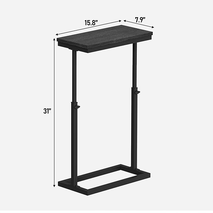 TUTOTAK End Table, Side Table, Tall Couch Table, Sofa Table, Living Room, Bedroom, Black TB01BK083