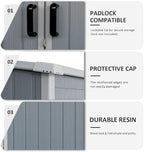 5x3 FT Resin Outdoor Storage Shed with Floor, Waterproof Resin Cabinet with Lockable Door, Outside Plastic Tool Garden Sheds for Backyard Lawn Patio Furniture, Bikes, Accessories, Gray