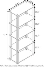 Furinno Turn-N-Tube 5-Tier Multipurpose Shelf / Display Rack / Storage Shelf / Bookshelf, Square Tubes, Light Cherry/Black