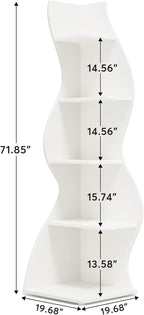Small Corner Shelf, Modern 5-Tier Wall Corner Bookshelf, Stylish Bookcase Storage Rack for Small Space,Living Room. Bedroom