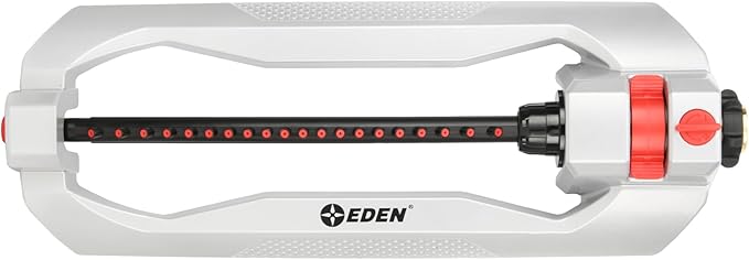 Eden 94111 Lawn&Garden Metal Oscillating Water Sprinkler for Yard W/Quick Connect Starter Set 4,400 Sq Ft Coverage, Heavy Duty