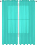 2 Piece Solid Elegant Sheer Curtains Fully Stitched Panels Window Treatment Drape (54" X 84", Turquoise)
