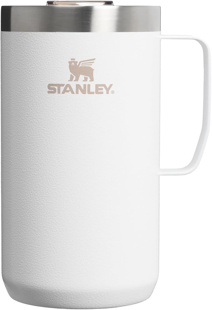 STANLEY Everyday Camp Mug 24oz | Drink Through Lid | Cup for Coffee, Tea and Drinks | Insulated Stainless Steel Coffee Mug | BPA-Free | Hammertone Frost