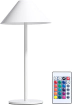 oneleaf Table Lamp RGB Modern LED Cordless,Rechargeable Battery Touch Desk lamp with remote control, Night Light, Metal Shell, for Couple Dinner/Restaurant/Bedroom/Camp-White