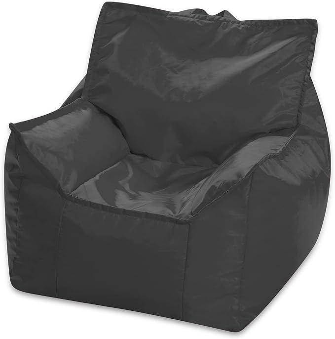 Posh Creations Structured Comfy Bean Bag Chair for Gaming, Reading, and Watching TV, Newport Chair, Microsuede - Charcoal Gray
