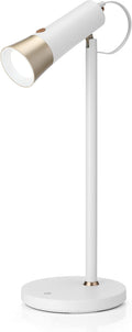 Dimmable LED Desk Light Study Lamp w/Adjustable, Rechargeable & Detachable Head - Home/Dorm/Office Table Lighting for Work, Reading & Studying - White/Gold
