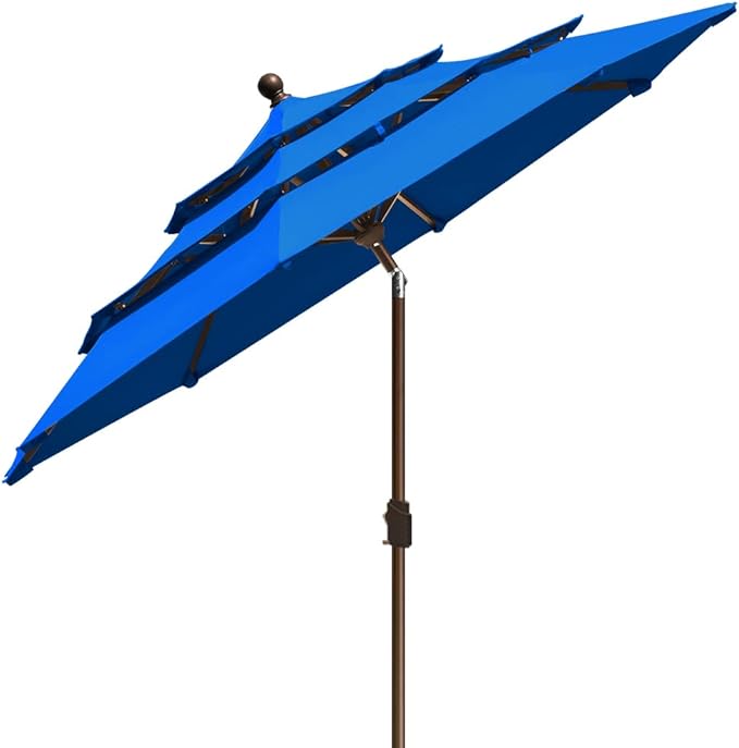 EliteShade USA 10-Year-Non-Fading 9Ft 3 Tiers Market Umbrella Patio Umbrella Outdoor Table Umbrella with Ventilation, Royal Blue