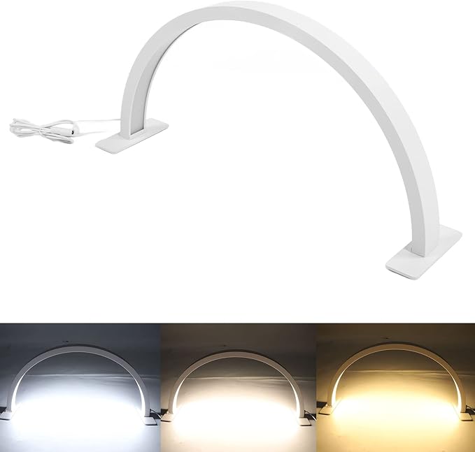 LED Half Moon Light, 25W Desktop LED Light 3000K to 6500K Desktop Beauty Lamp LED Half Moon Light Half Moon Beauty Lamp Half Moon Shaped Adjust Brightness Eyelash Beauty Lamp, White half moon light