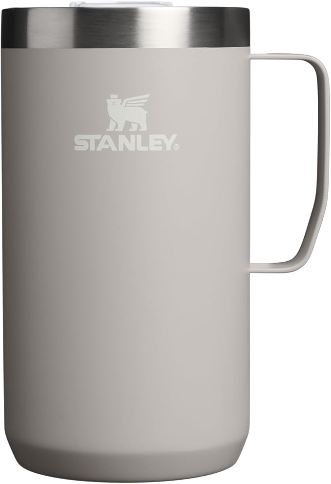 STANLEY Everyday Camp Mug 24oz | Drink Through Lid | Cup for Coffee, Tea and Drinks | Insulated Stainless Steel Coffee Mug | BPA-Free | Ash