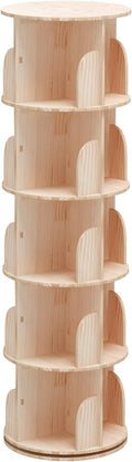 5 Tier 360° Rotating Stackable Shelves Bookshelf Organizer 360 Display Rotating Bookshelf Wood Book Shelf Organizer for Bedroom, Living Room, Study Room - Intexca
