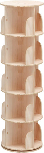 5 Tier 360° Rotating Stackable Shelves Bookshelf Organizer 360 Display Rotating Bookshelf Wood Book Shelf Organizer for Bedroom, Living Room, Study Room - Intexca
