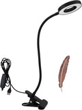 LED Clip On Light Reading Light, 10 Dimmable Brightness Gooseneck Clamp Desk Ring Light with Metal Bookmark for Reading Makeup Bedside (Size:Lamp+Bookmark)