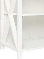 Walker Edison Solid Wood Farmhouse Storage Console, 52 Inch, White/Grey Wash