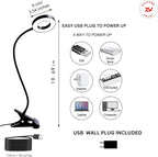 Desk Lamp with Clamp, Clip on Light, 48 LED USB Lamp with 3 Color Modes 10 Brightness Levels, 360° Flexible Gooseneck Eye Protection, Ring Light Bed Night Light for Reading With Adapter