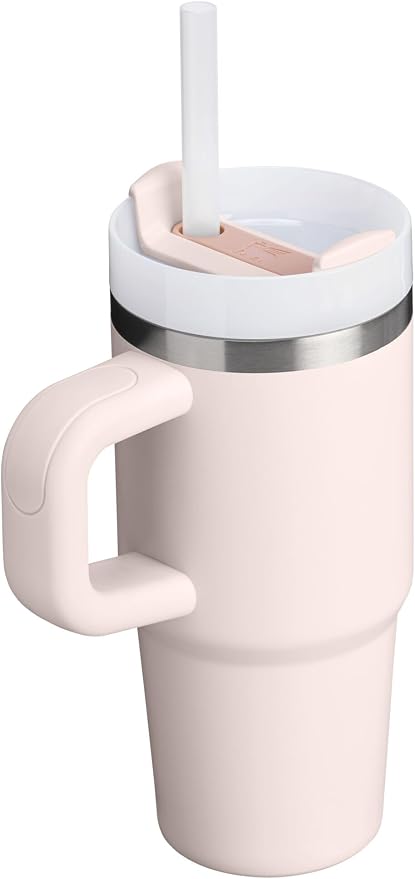 STANLEY Quencher H2.0 Flow State Tumbler, 14 oz, Rose Quartz 2.0 | Handle and Straw | 3-Position Lid | Cup Holder Compatible for Travel | Insulated Stainless Steel Cup | BPA-Free
