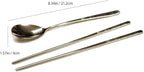 GARASANI Korean Traditional Spoon and Chopsticks Gold Titanium Plated Stainless Steel Cutlery (Gold Longevity)
