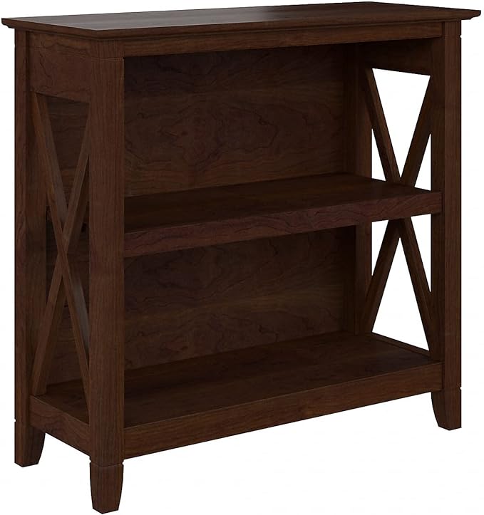 Bush Furniture Key West Small 2 Shelf Bookcase in Bing Cherry