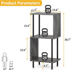 3 Tier Modern Bookshelf, S-Shaped Bookcase,Small Book Shelf for Small Spaces, Unique Bookshelf for Storage Organizer Living Room Bedroom Home Office, Grey