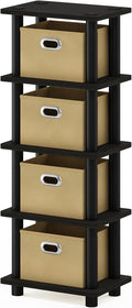 Furinno LACi 4-Bins System Rack, 11.3(W) x 28.8(H) Inch, Espresso/Black