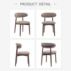 COLAMY Wooden Dining Chairs Set of 4, Modern Fabric Upholstered Dining Room Chair, Farmhouse Kitchen Chairs with Foot Pegs, Camel