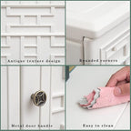 Indoor Outdoor Storage Cabinet Waterproof with Shelf, Off White Plastic Outdoor Cabinets for Patio/Garden/Backyard, Size 34.3''L*15''W*36.2''H