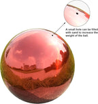 Nerien 12 Inch Gazing Ball, Stainless Steel Garden Mirror Globe, Polished Ornament Sphere, Hollow Floating Reflective Hemisphere, Home Outdoor Pond Housewarming Swimming Pool Decoration Gift, Red