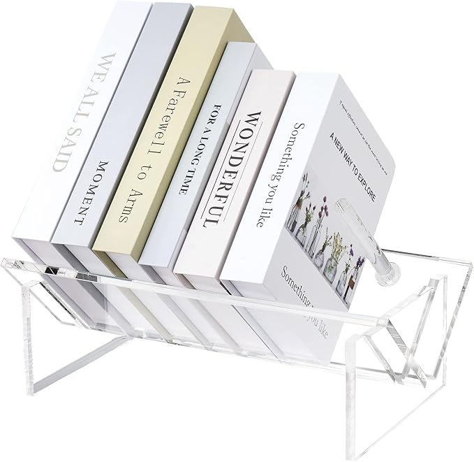 Sumerflos Acrylic Desktop Bookcase, Book Storage Organizer Bookshelves, Clear Mordern Tabletop Storage Rack for Office Home Shelf Display for Cd/Magazine/Book - Clear