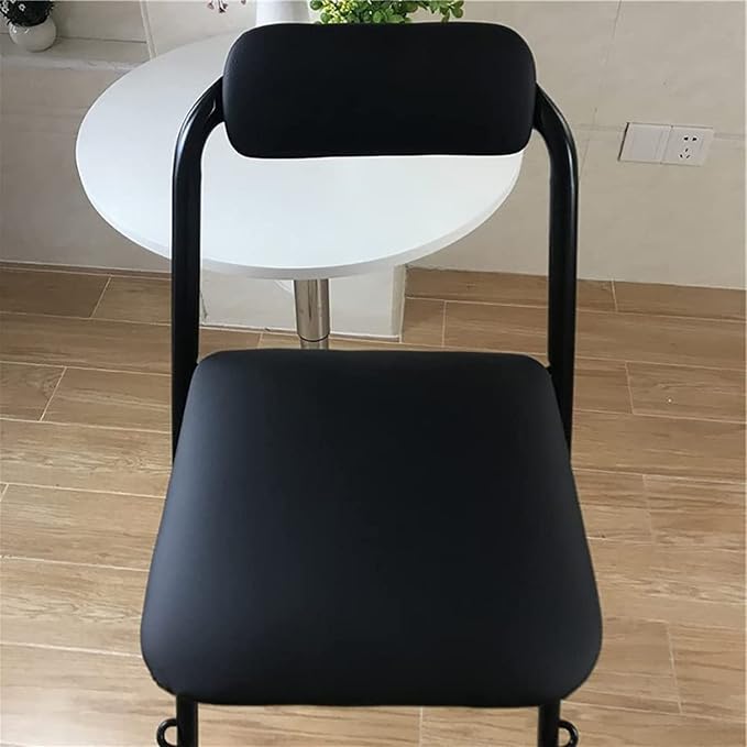 2 PC Collapsible Bar Chairs with Backrest Footrest,Folding Stool Padded Counter Height Bar Stool,Folding Tall Bar Stools for Kitchen Gameroom,Black,24inch