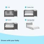 Graco Remi 4-in-1 Convertible Crib & Changer with Drawer (Gray) – GREENGUARD Gold Certified, Crib and Changing -Table Combo, Includes Changing Pad, Converts to Toddler Bed, Daybed and Full-Size Bed