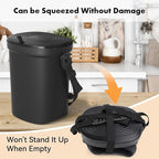 Mountable Silicone Collapsible Kitchen Compost Bin Under Sink, Surumer Hanging Trash Can with Lid for |Cupboard|Bathroom|Bedroom|Office|Camping, Indoor Compost Bucket, 2 Gallon Black