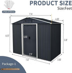 4x8 FT Outdoor Storage Shed, Metal Garden Shed with Frame Floor, Outside Tool Shed with Lockable Sliding Doors, Waterproof Storage Building with Sloped Roof for Backyard, Patio, Lawn, Black