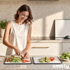 SMIRLY Plastic Cutting Board Set 3 Pieces, Non-Slip Dishwasher Safe Chopping Boards for Kitchen, Black & White