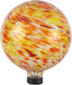 Lily's Home Glass Gazing Ball, A Colorful Addition to Any Garden or Home, Ideal As a Housewarming Gift. 10 Inch (Fiery Sunset)