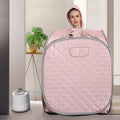 Smartmak Portable Sauna Kit, one Person Full Body at Home Spa Hat Tent, Include 2L Steamer with Remote Control for Detox US Plug- Pink