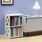 Side Table, 3 Tier 2 Shelf Small Bookshelf Bookcase for Small Spaces, Bedside End Table Nightstand, Kids Book Storage Shelves for Bedroom Living Room Office, White