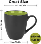 MIAMIO - Coffee Mugs Set of 6 (12 oz) - Le Papillon (Green) - Modern Home | Ceramic coffee mugs for coffee, cappuccino and tea, 12 oz for everyday use - dishwasher safe - practical for daily use