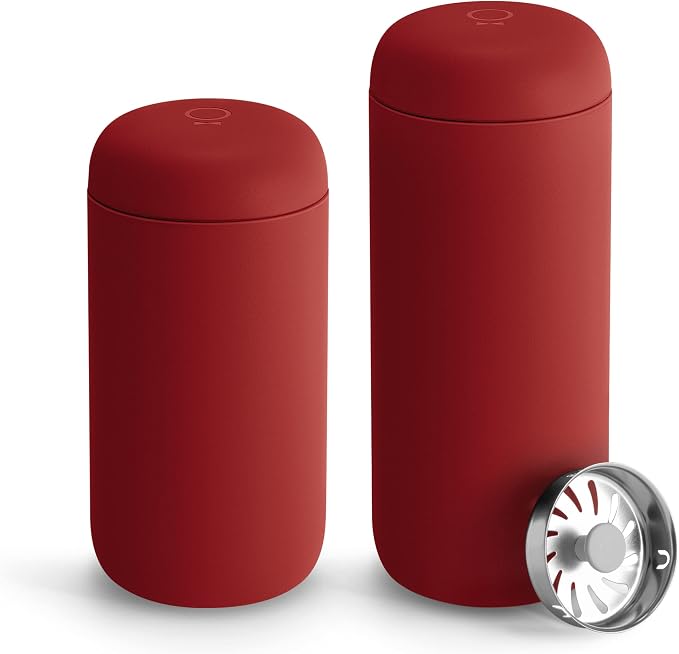 Fellow Carter Move Ceramic Lined Travel Coffee Mug 16 oz - Leak-Proof Lid | No Metallic Taste, Dishwasher Safe, Hot 12Hr Cold 24Hr, Stainless Steel Tumbler, BPA-Free, Fits Cup Holders, Red