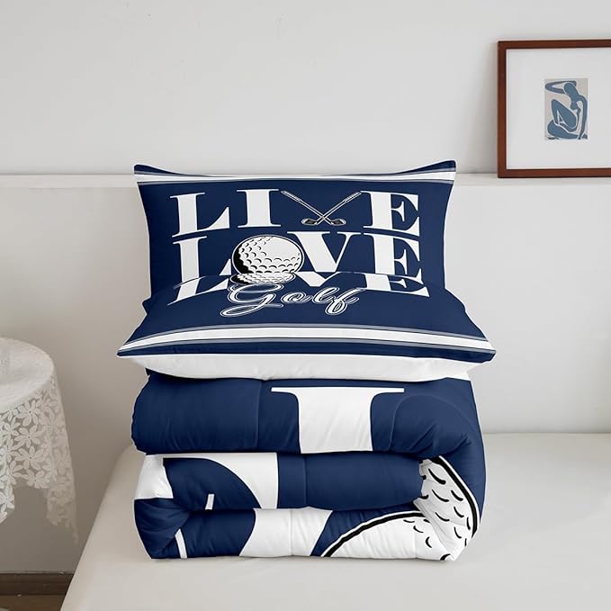 Feelyou Golf Print Bedding Set Twin Size Ball Gaming Comforter Set for Kids Boys Girls Decor Sports Theme Comforter Microfiber Golf Ball Duvet Set Bedroom Quilt Set